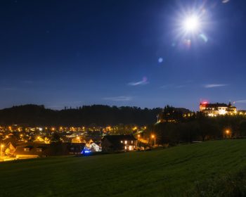 Schoenenberg Blick Auf Dorf Mit Klein Rigi Beim Eindunkeln